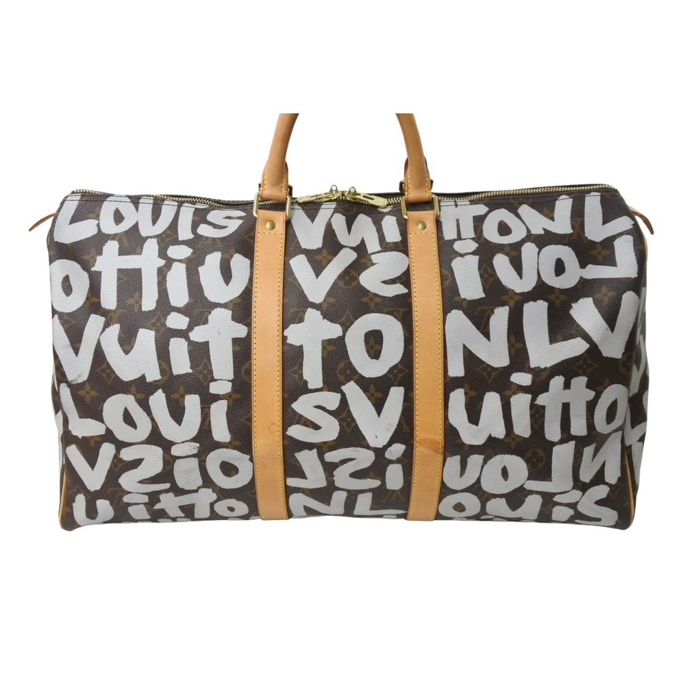 Louis Vuitton Bag Brown Keepall Boston Graffiti White Monogram